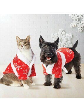 Wondershop Dog Cat Pet Red Robe Christmas Snowflake Fleece Dog Size XS